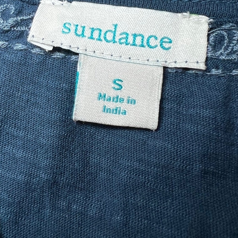 Sundance Womens Size Small Blue Embroidered Beaded Top Boho Blouse Lace Trim - Picture 4 of 12